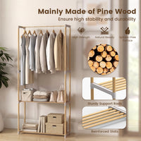Tangkula Solid Wood Clothes Rack Freestanding Clothing Racks