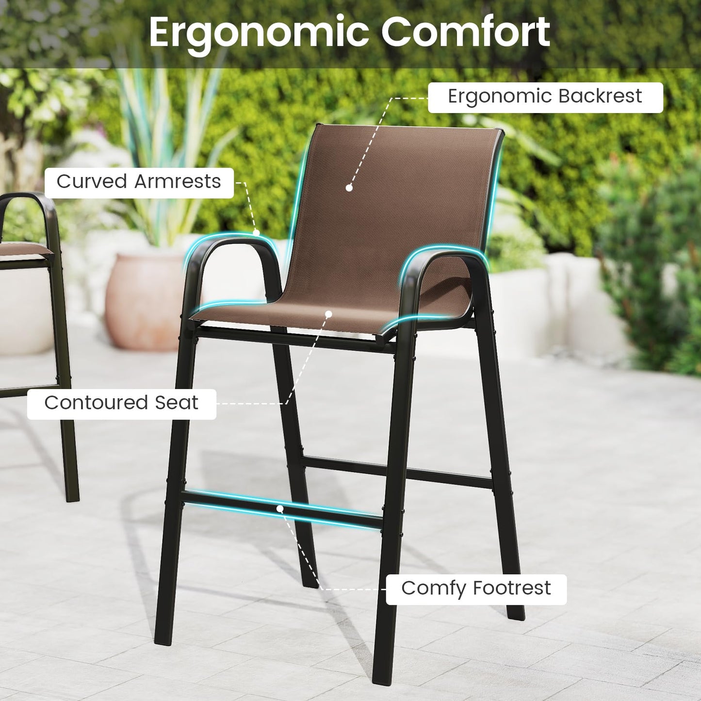 Tangkula 3 Piece Outdoor Bar Set for Backyard