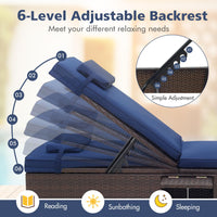Tangkula Patio Chaise Lounge, Outdoor PE Rattan Lounge Chair w/ 6-Level Backrest