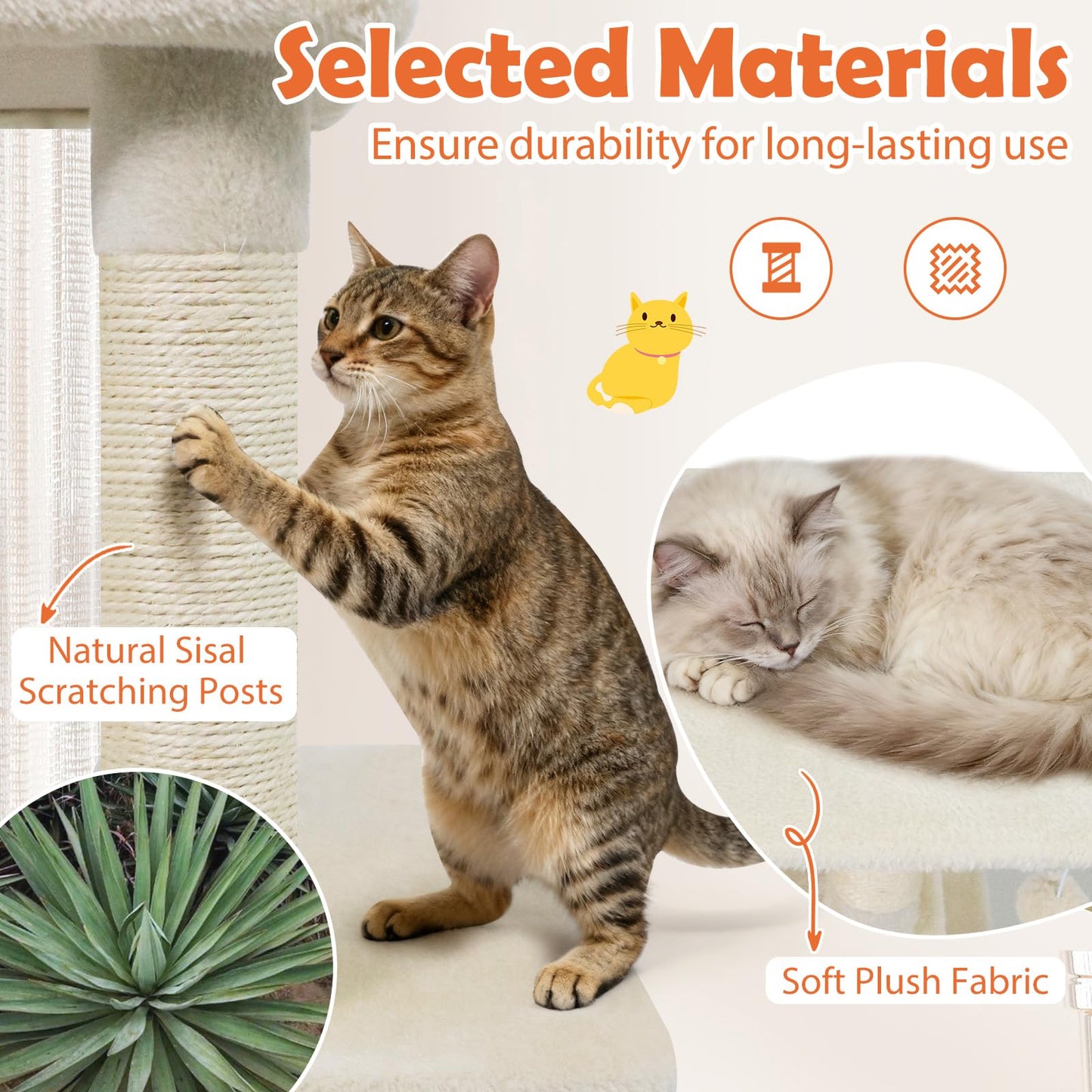 Arbre à chat multi-niveaux Tangkula de 147 cm avec poteaux à griffer en sisal pour chats d'intérieur