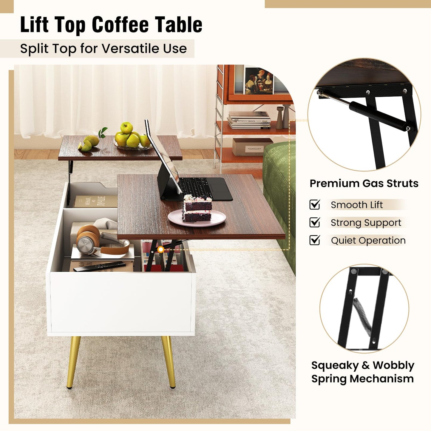 Tangkula Lift Top Coffee Table for Living Room