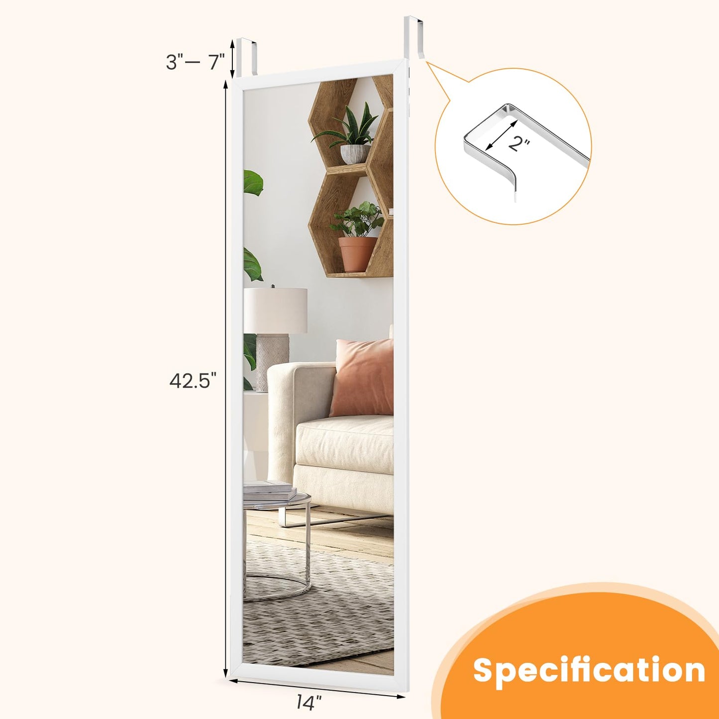 Tangkula Full Length Door Mirror Wall Mirror for Home Office Dorm