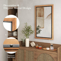 Miroir rustique en bois Tangkula, miroir mural rectangulaire avec cadre et panneau arrière