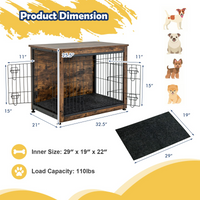 Tangkula Dog Crate Furniture with Removable Tray/Felt Mat