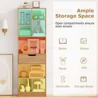 Tangkula 61” Tall Open Bookcase with Drawer 8-Cube Display Storage Cabinet Organizer(1/2)