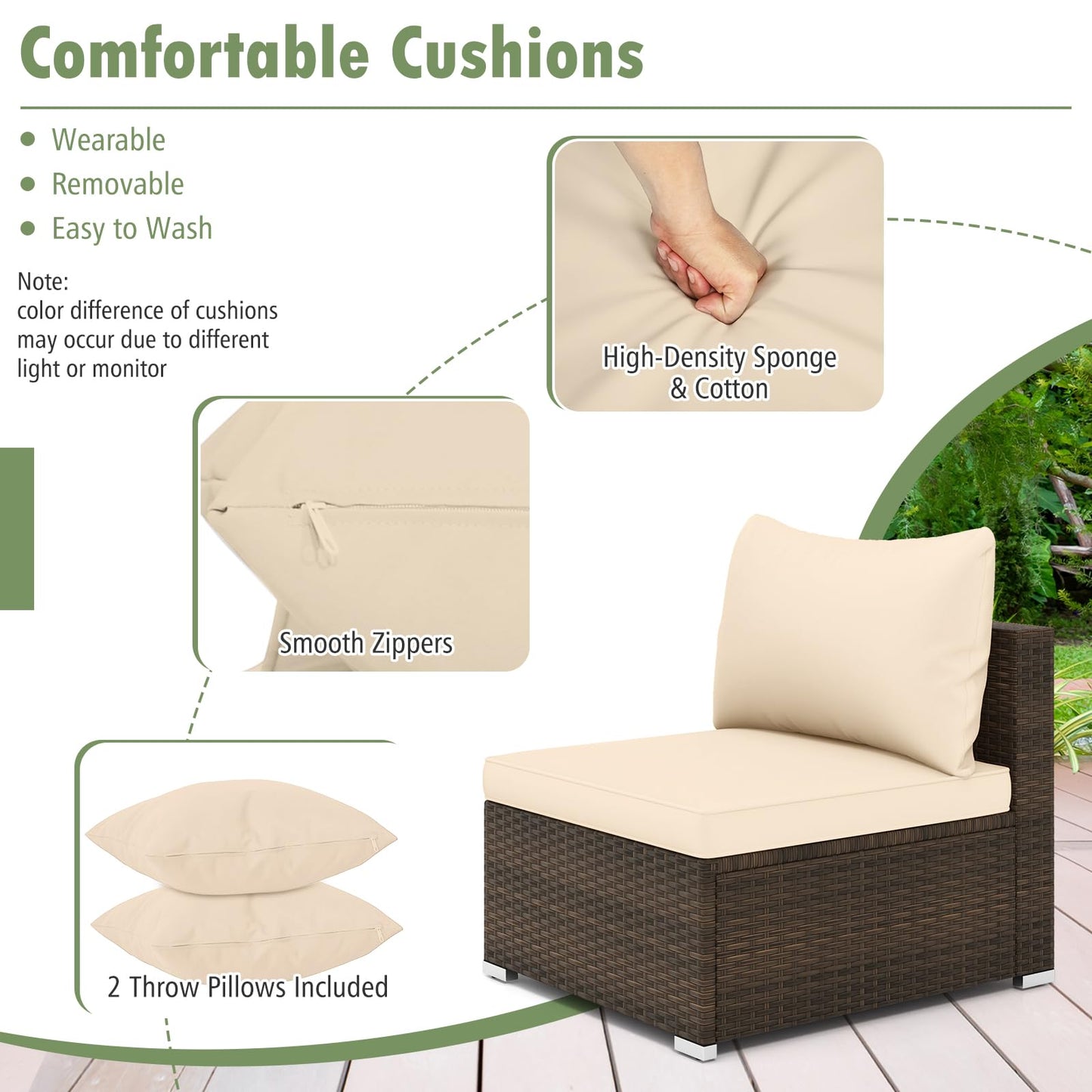 Tangkula 7 Pieces Patio Rattan Furniture Set, Patiojoy Outdoor Conversation Set with Cushions and Tempered Glass Coffee Table
