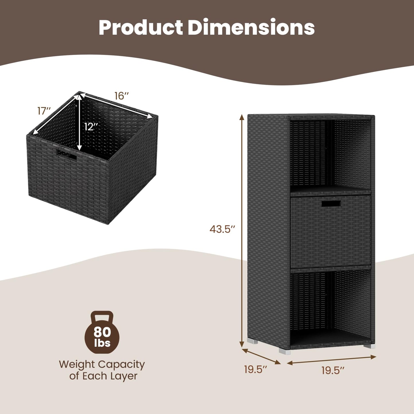 Tangkula Rattan Outdoor Storage Cabinet