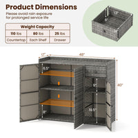 Tangkula Rattan Outdoor Storage Cabinet with 2 Adjustable Shelves