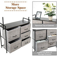 Fabric Drawer Dresser w/Clothes Rack, Storage Organizer with Metal Frame and Wooden Top