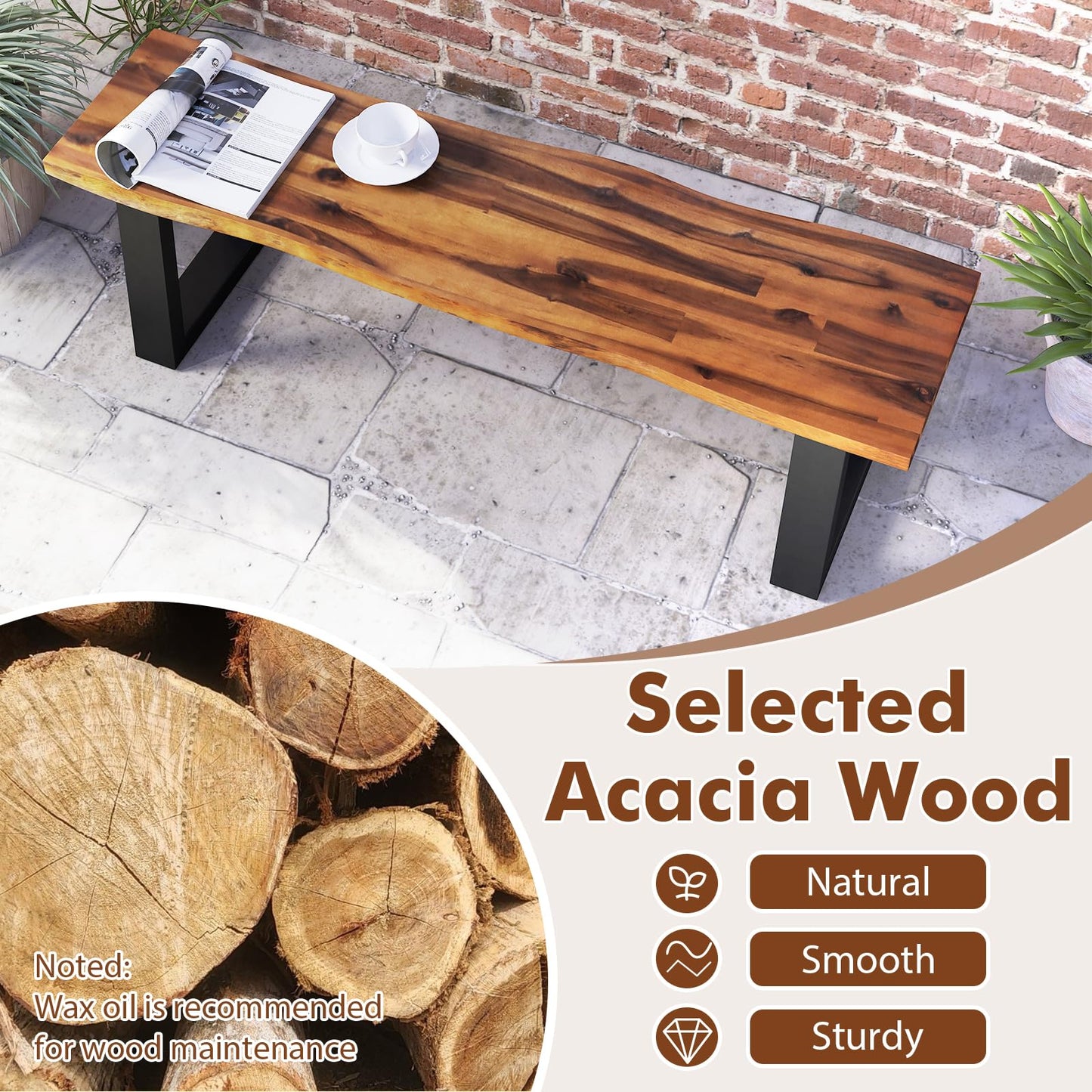 Tangkula Outdoor Bench 2 Person Set