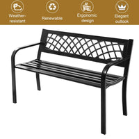 Tangkula Outdoor Garden Bench Park Bench with Steel Frame & PVC Backrest