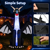 Tangkula 8 FT Tall Halloween Inflatables Ice Dragon Outdoor Decoration