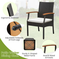 Tangkula 5-Piece Outdoor Dining Set with Acacia Wood Table & 4 Wicker Rattan Armrest Chairs