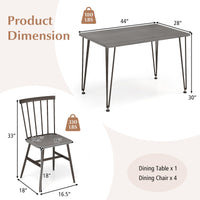 Tangkula Dining Table Set for 4, Kitchen Table and Chairs Set of 4 w/Metal Frame, 360° Swivel Feet