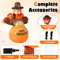 Tangkula 6 ft Happy Thanksgiving Inflatable Turkey Yard Decoration