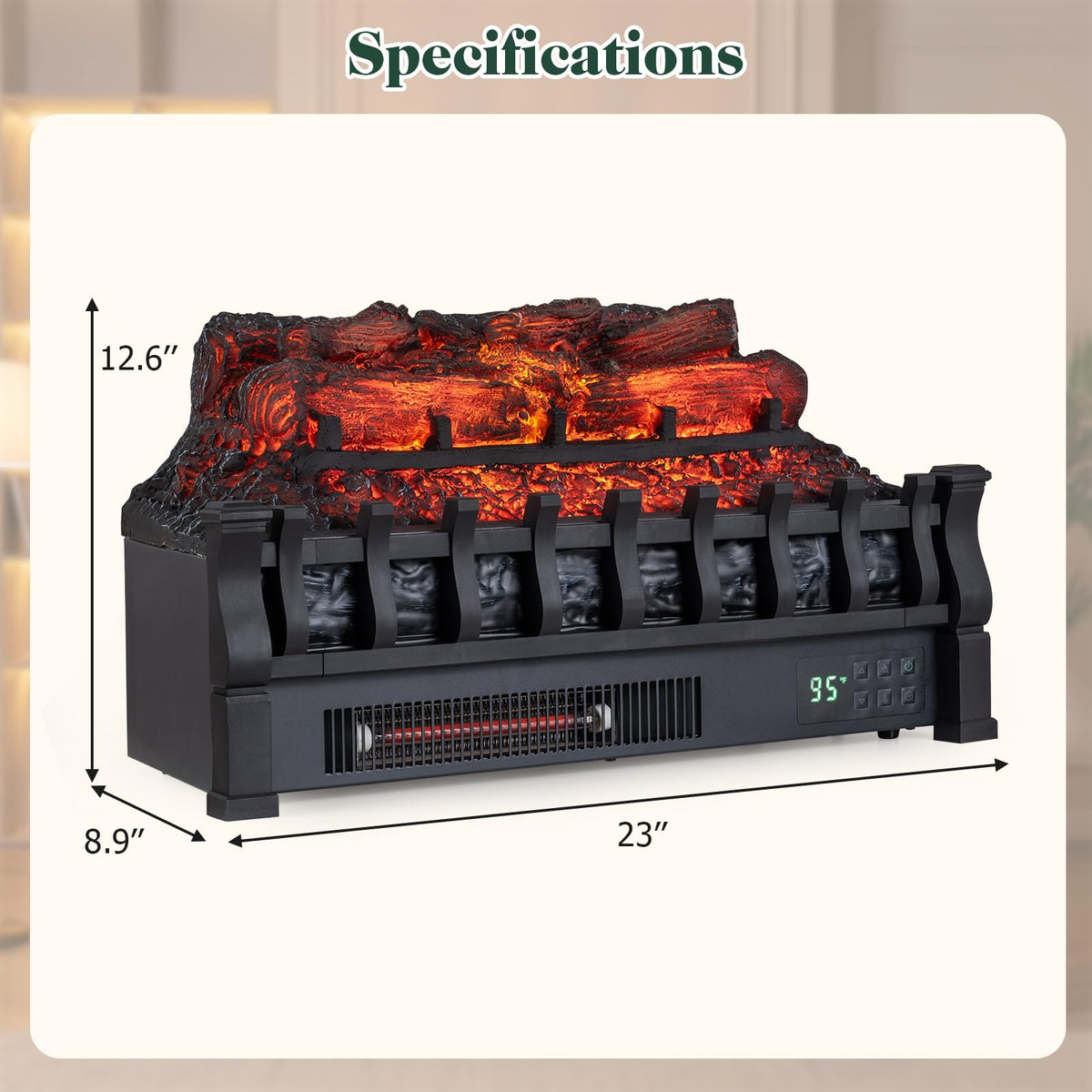 Tangkula 23" WiFi Fireplace Insert Pinewood Set with App and Remote