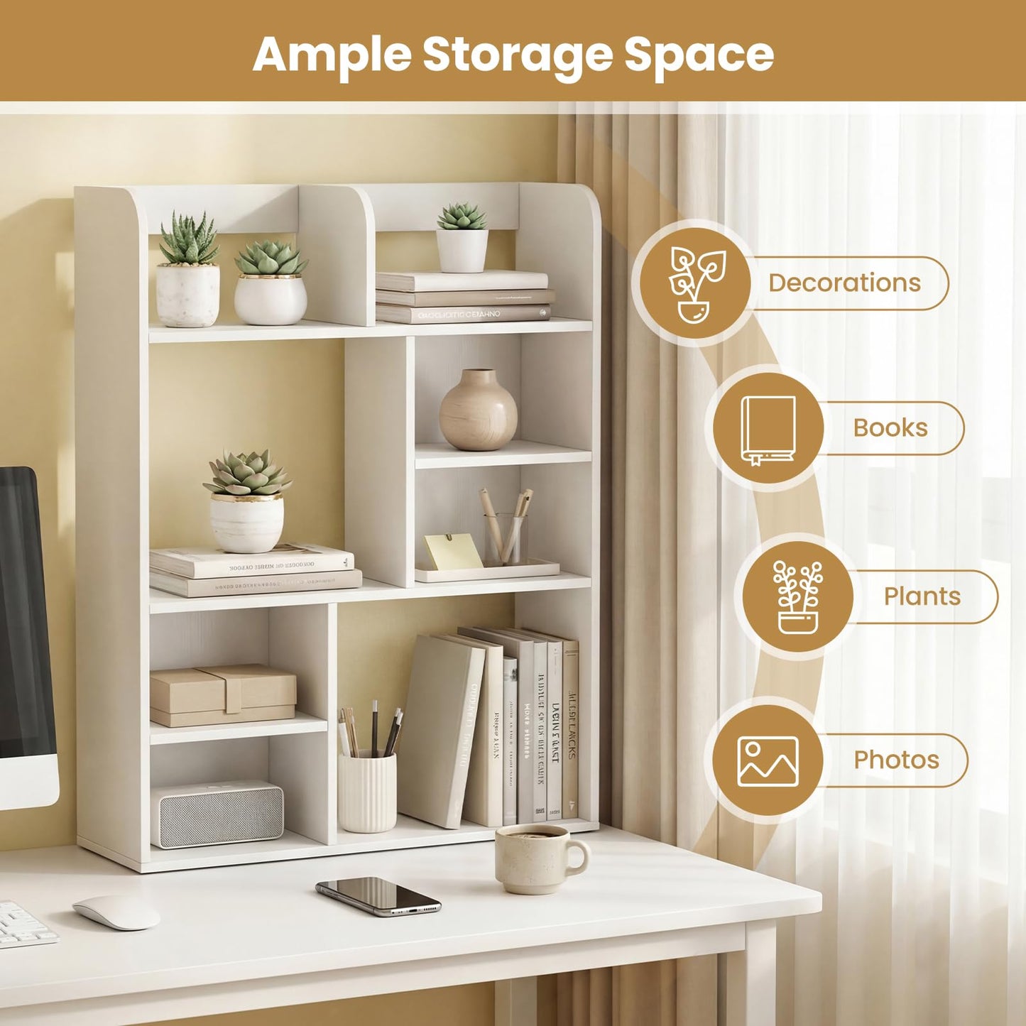 Tangkula Desktop Bookshelf, 5-Tier Desktop Display Rack
