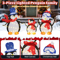Tangkula 3-Piece Christmas Lighted Penguin Family Set Decoration