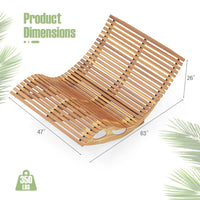Tangkula Outdoor Double Chaise Lounge Chair, Acacia Wood Rocking Sunbed with Slatted Backrest and Seat