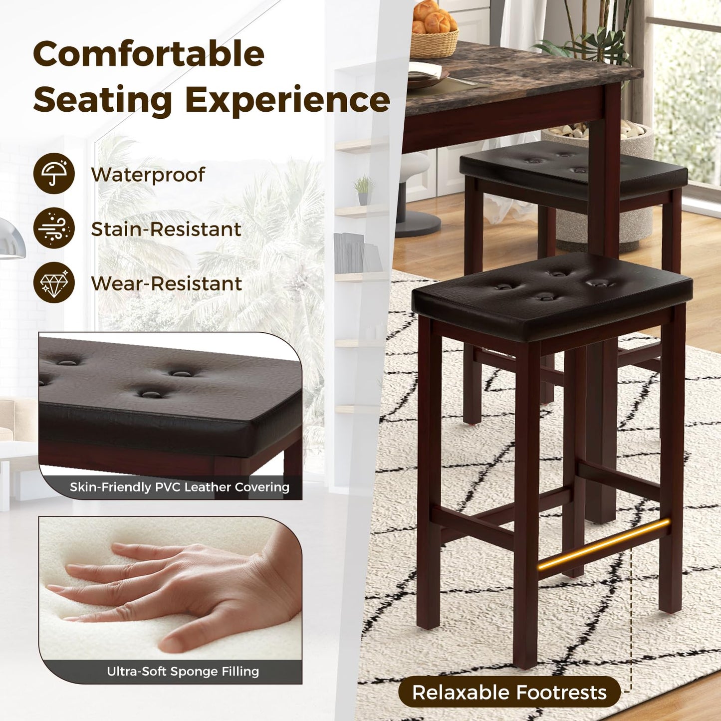 Tangkula 5-Piece Counter-Height Bar Table Set