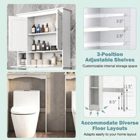 Tangkula Over the Toilet Storage Cabinet with Toilet Paper Holder(White)