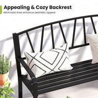 Tangkula Metal Patio Park Bench with Curved Armrests