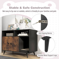 Tangkula Cat Litter Box Enclosure, Hidden Cat Washroom Furniture with Double Door Cabinet