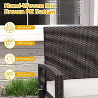 Tangkula Outdoor Rattan Bench 2-Person Patio Loveseat