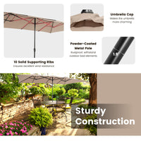 TANGKULA 15 FT Double-Sided Patio Umbrella with Crank Handle