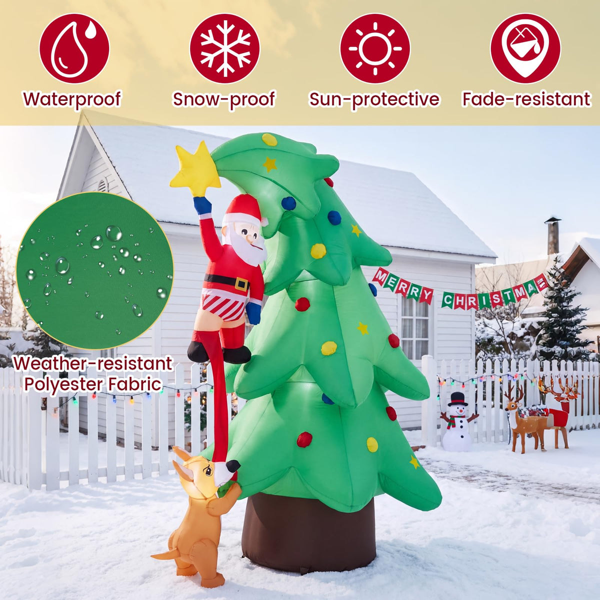 Tangkula 7.6 FT Inflatable Christmas Santa Claus Climbing Tree