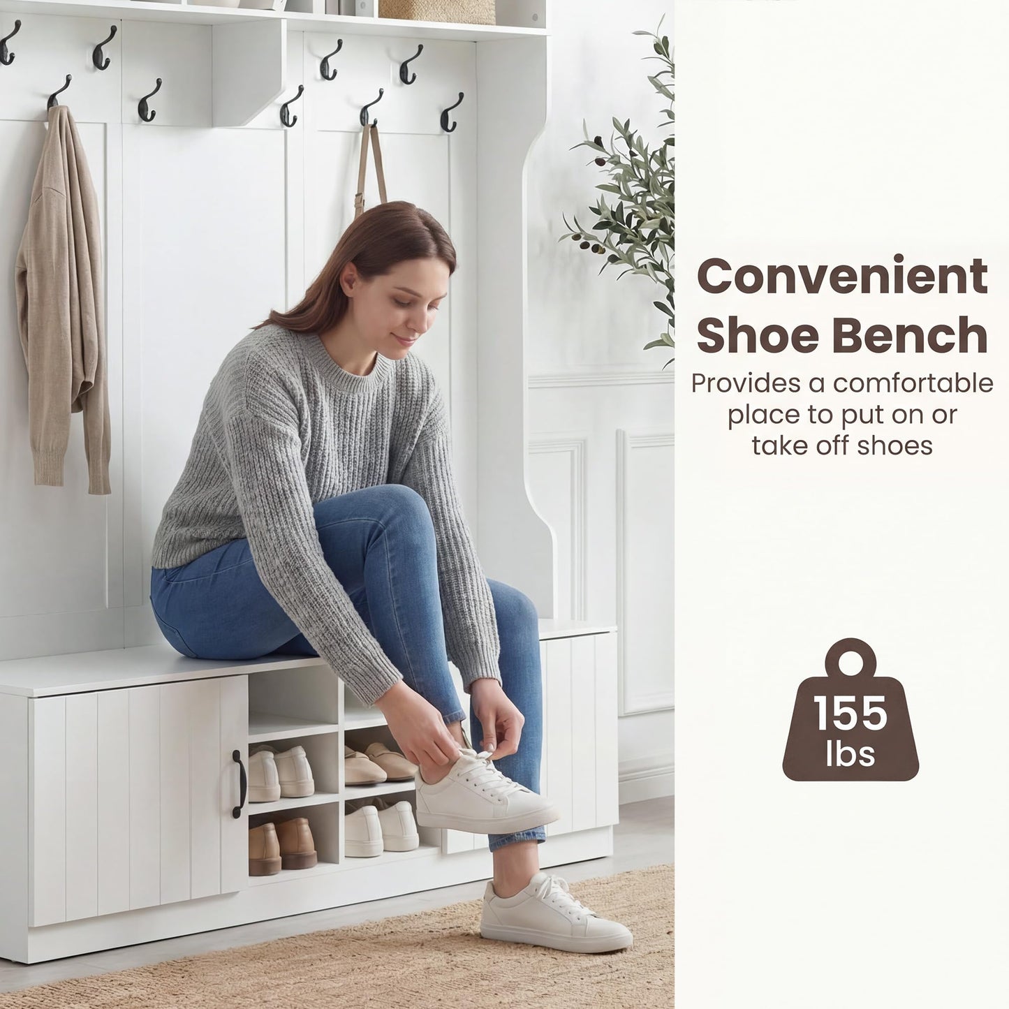 Tangkula 6-in-1 Hall Tree with Coat Rack and Shoe Storage