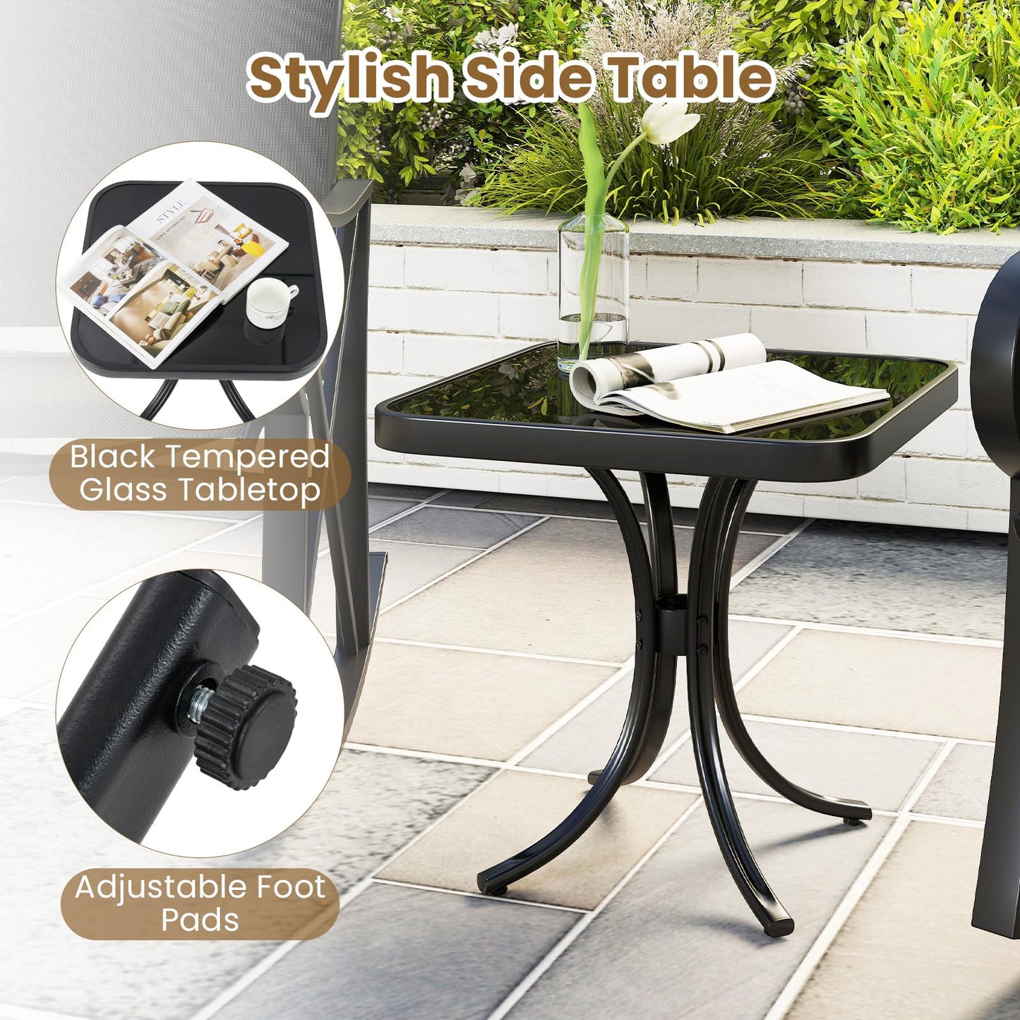 Tangkula 3 Piece Patio Rocking Set