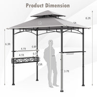 Tangkula 8x5 Ft Grill Gazebo, 2-Tier Barbecue Gazebo with 2 Shelves, 10 Hanging Hooks, Bottle Opener & Storage Basket