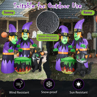 Tangkula Sorcières Gonflables d'Halloween de 6 Pi, 2 Décorations de Sorcières Effrayantes à Souffler avec Chaudron et Chat Noir