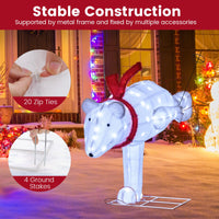 Tangkula 4.5 ft Christmas Skiing Polar Bear, Pre-Lit Xmas Bear Ornament w/ 80 LED Lights