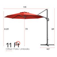 Tangkula 11 Ft Patio Cantilever Umbrella for Backyard Deck Poolside