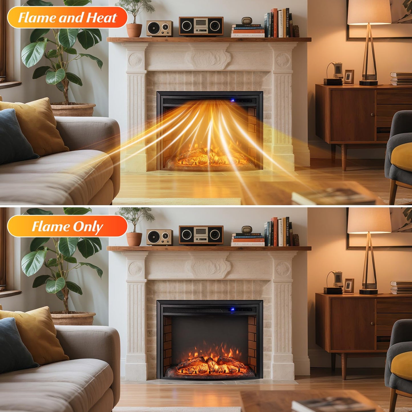 Tangkula 26”Electric Fireplace Insert with Remote Control