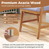 Tangkula Outdoor Acacia Wood Patio Wicker Dining Chairs Set of 4 with Seat Cushion
