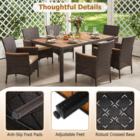 Tangkula Patio Furniture Set with Acacia Wood Table and 6 Stackable Chairs