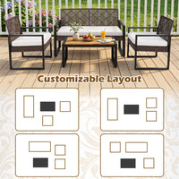 Tangkula 4-Piece Patio Conversation Set w/2 Single Chairs