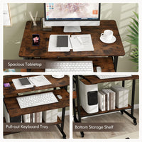 Tangkula Rolling Computer Desk Cart with Keyboard Tray