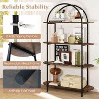 Tangkula 4 Tier Arched Bookshelf 61.5” Industrial Modern Freestanding Storage Rack (1 Pack/2 Pack)