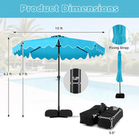 Tangkula 9 FT/10 FT Solar Patio Umbrella with Base Included 32 LED Lights