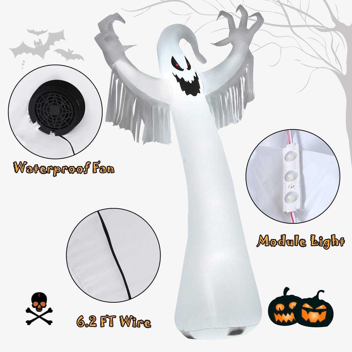 Tangkula 12 FT Halloween Inflatable Ghost for Yards