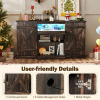 Tangkula 58”L Farmhouse LED TV Stand for TV up to 65 Inch