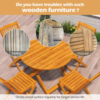 Tangkula Wood Wax Oil Set Teak Oil Cleaner and Brightener for Outdoor & Indoor Furniture