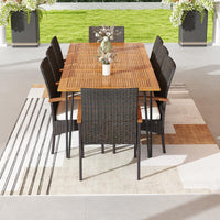 Tangkula 9 Pieces Outdoor Patio Dining Set（Mix Brown）