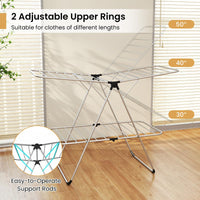 Tangkula 2-Level Heavy-Duty Aluminum Laundry Drying Rack Collapsible with Height-Adjustable Wings