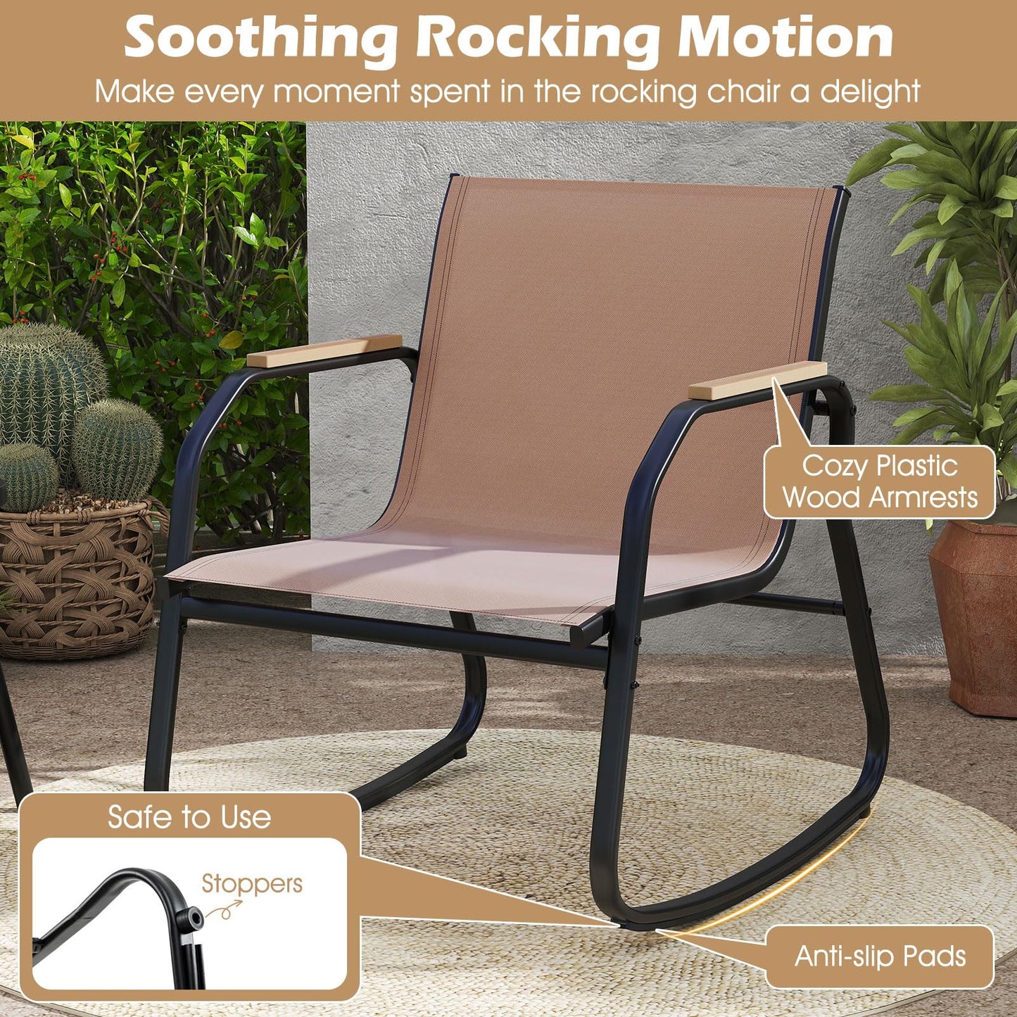 Ensemble de mobilier de patio Tangkula 4/8 pièces, table basse à 2 niveaux et chaises en tissu respirant