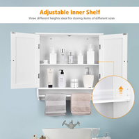 Tangkula Bathroom Cabinet Wall Mounted, Bathroom Medicine Cabinet with Towel Bar & Double Door & Adjustable Shelf